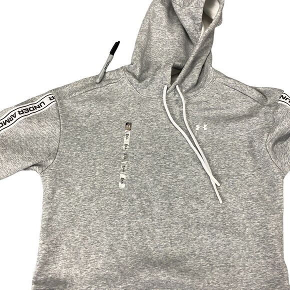 Under Armour Crop Hoodie Women's SM Heather Gray Fleece Lined Loose Fit Pullover - Picture 9 of 15